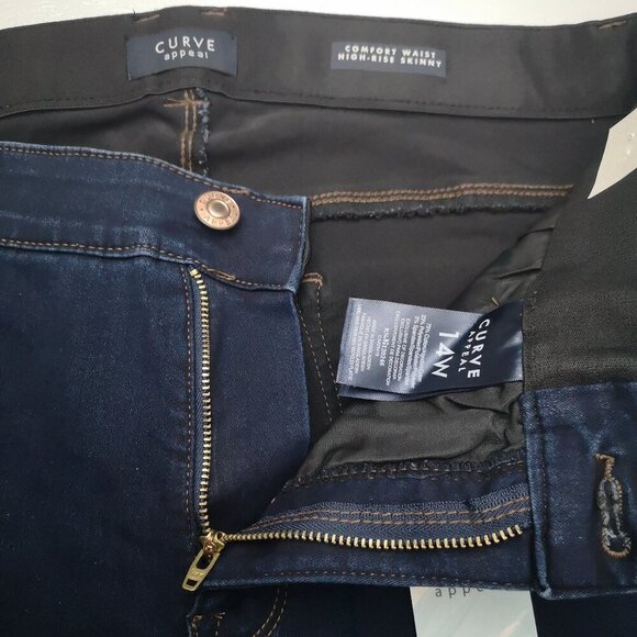 NWT Curve Appeal High Rise No Gap Waist Ladies Size 14W Comfort Skinny Jeans - Picture 10 of 16
